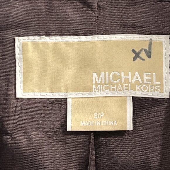 Michael Kors Y2K Jacket Womens S Brown Plaid Wool Blend Peacoat Academia Preppy - Picture 3 of 7